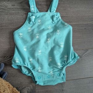 Aqua Palm Print Baby Romper